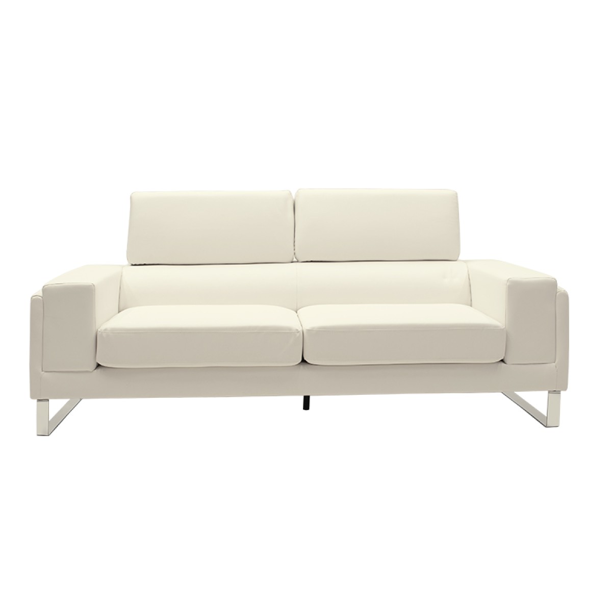 Καναπές Shea pakoworld 3θέσιος PU ivory-inox 198x80x87εκ Καναπές Shea pakoworld 3θέσιος PU ivory-inox 198x80x87εκ