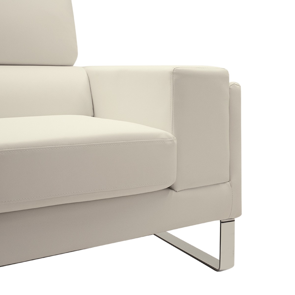 Καναπές Shea pakoworld 3θέσιος PU ivory-inox 198x80x87εκ Καναπές Shea pakoworld 3θέσιος PU ivory-inox 198x80x87εκ