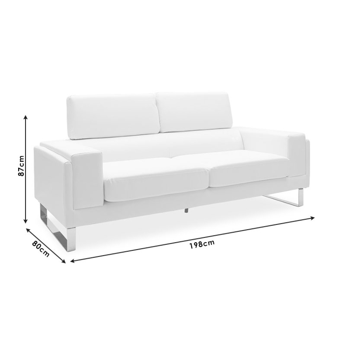Καναπές Shea pakoworld 3θέσιος PU ivory-inox 198x80x87εκ Καναπές Shea pakoworld 3θέσιος PU ivory-inox 198x80x87εκ