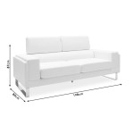 Καναπές Shea pakoworld 3θέσιος PU ivory-inox 198x80x87εκ Καναπές Shea pakoworld 3θέσιος PU ivory-inox 198x80x87εκ