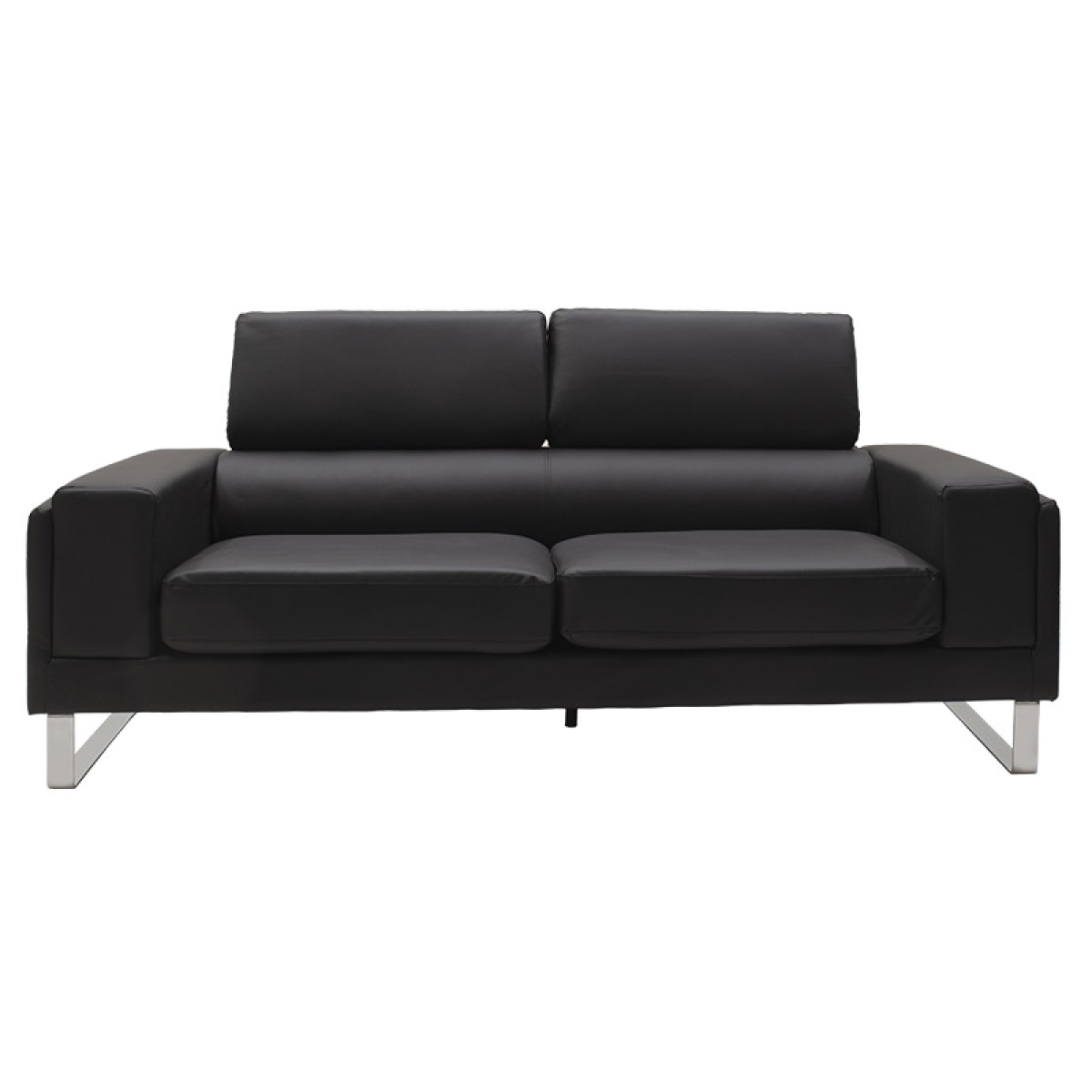Καναπές Shea pakoworld 3θέσιος pu μαύρο-inox 198x80x87εκ Καναπές Shea pakoworld 3θέσιος pu μαύρο-inox 198x80x87εκ