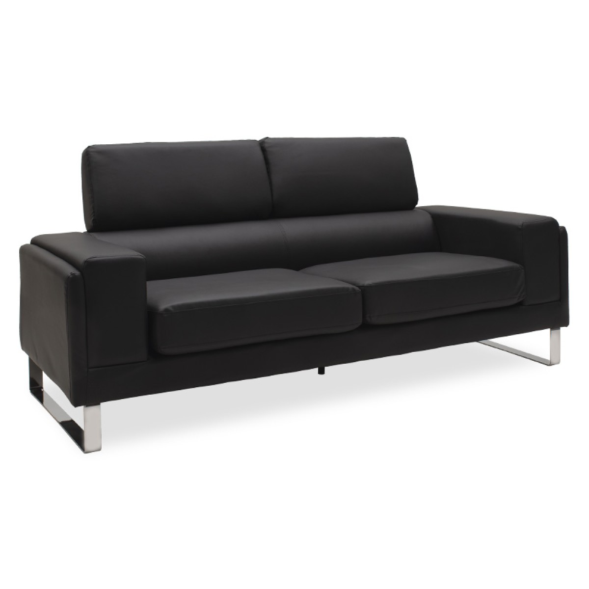 Καναπές Shea pakoworld 3θέσιος pu μαύρο-inox 198x80x87εκ Καναπές Shea pakoworld 3θέσιος pu μαύρο-inox 198x80x87εκ