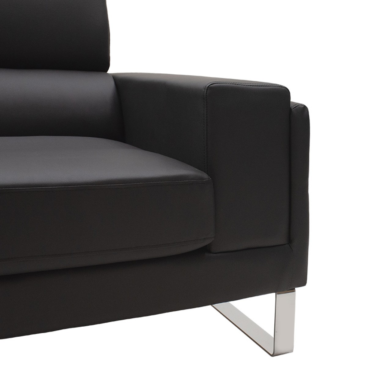 Καναπές Shea pakoworld 3θέσιος pu μαύρο-inox 198x80x87εκ Καναπές Shea pakoworld 3θέσιος pu μαύρο-inox 198x80x87εκ