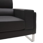 Καναπές Shea pakoworld 3θέσιος pu μαύρο-inox 198x80x87εκ Καναπές Shea pakoworld 3θέσιος pu μαύρο-inox 198x80x87εκ
