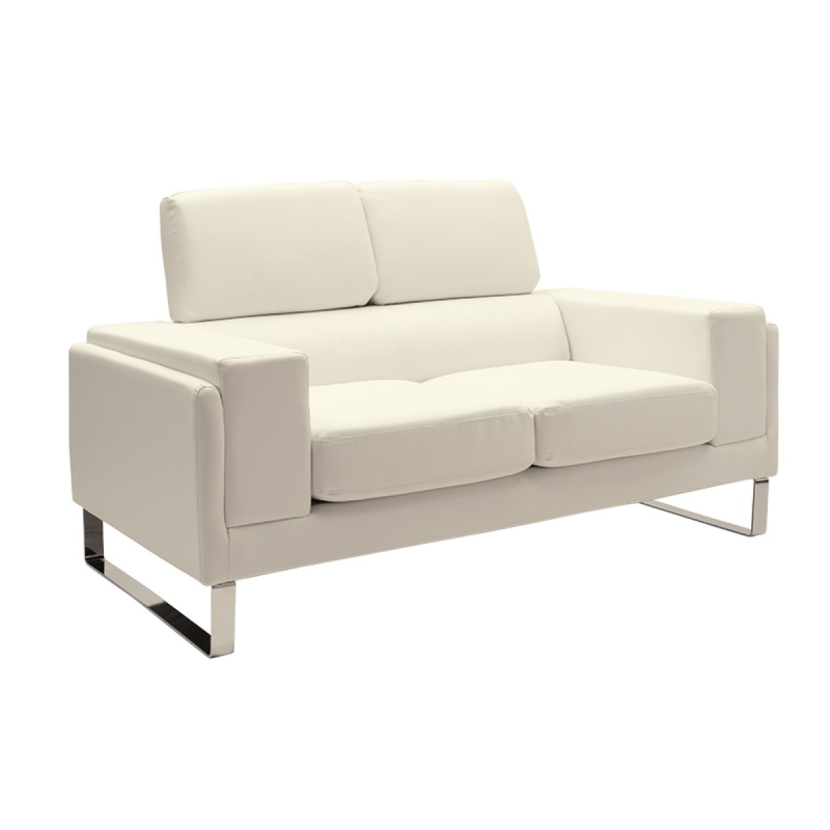 Καναπές Shea pakoworld 2θέσιος PU ivory-inox 158x80x87εκ Καναπές Shea pakoworld 2θέσιος PU ivory-inox 158x80x87εκ