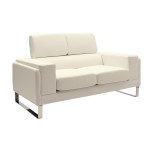 Καναπές Shea pakoworld 2θέσιος PU ivory-inox 158x80x87εκ Καναπές Shea pakoworld 2θέσιος PU ivory-inox 158x80x87εκ