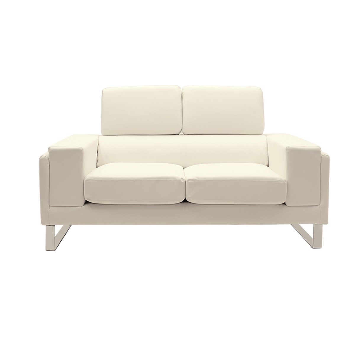 Καναπές Shea pakoworld 2θέσιος PU ivory-inox 158x80x87εκ Καναπές Shea pakoworld 2θέσιος PU ivory-inox 158x80x87εκ
