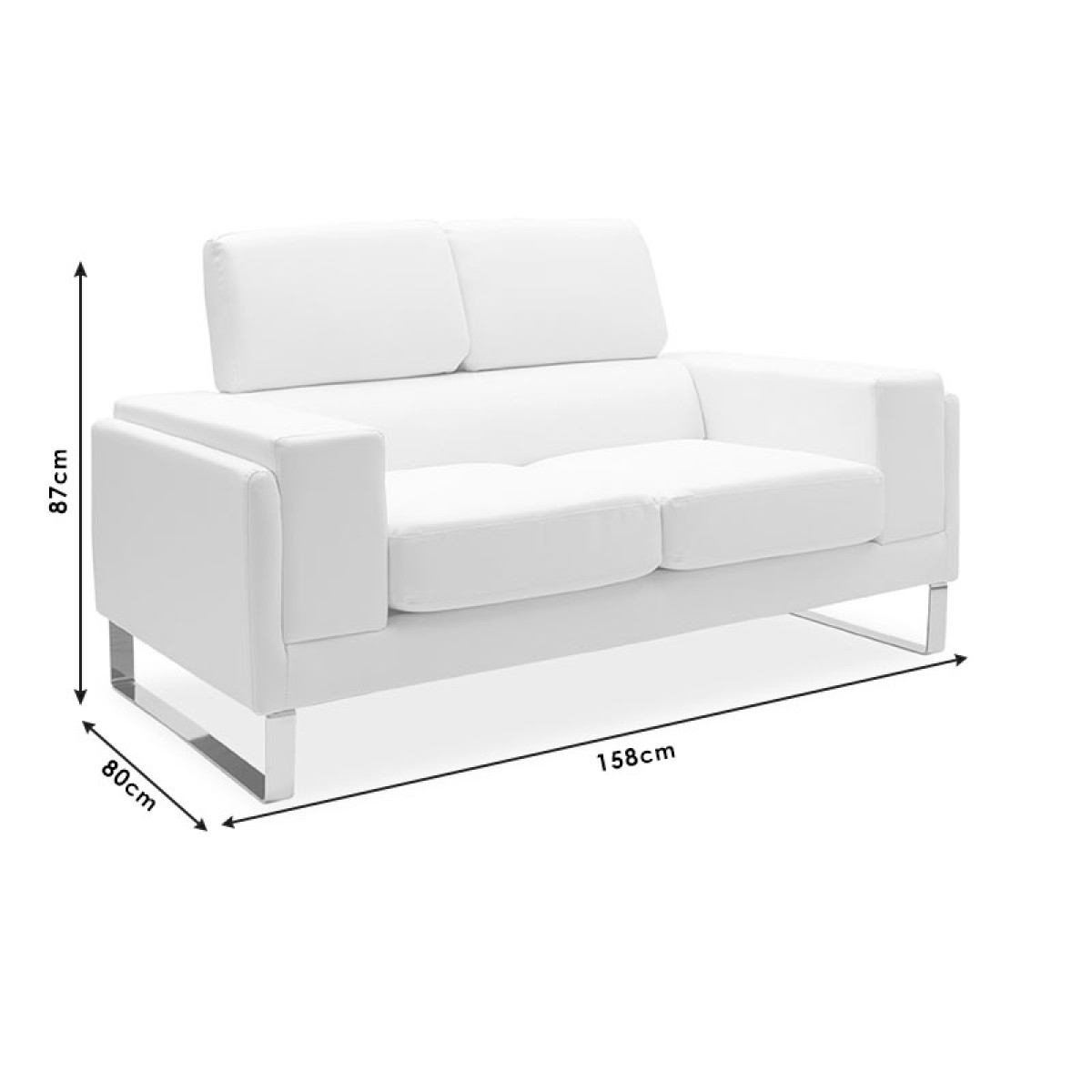Καναπές Shea pakoworld 2θέσιος PU ivory-inox 158x80x87εκ Καναπές Shea pakoworld 2θέσιος PU ivory-inox 158x80x87εκ