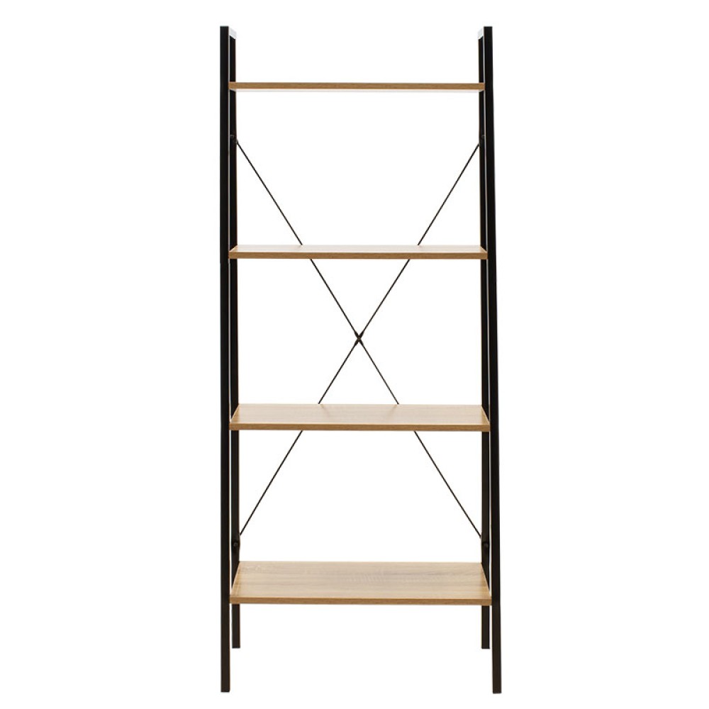 Βιβλιοθήκη- Ραφιέρα Ramon pakoworld φυσικό-μαύρο 60x23x145,5εκ