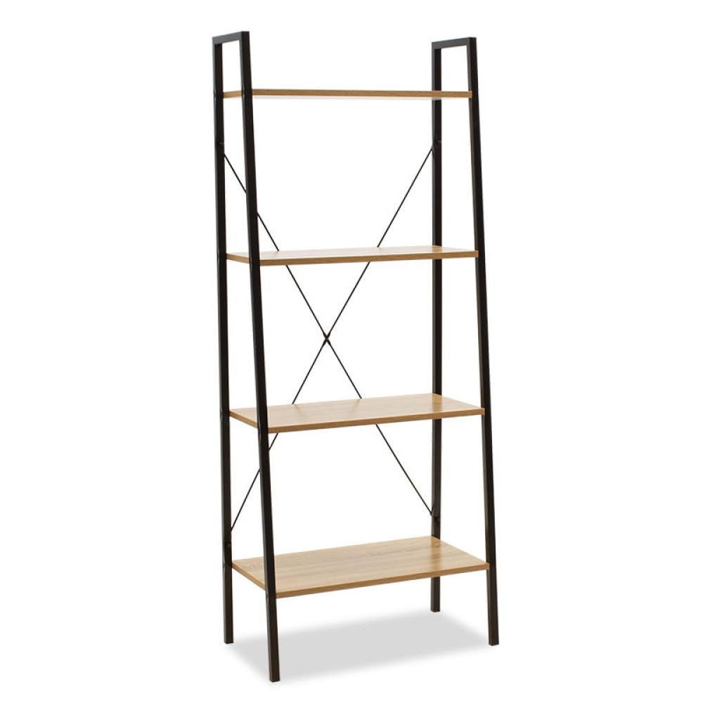 Βιβλιοθήκη- Ραφιέρα Ramon pakoworld φυσικό-μαύρο 60x23x145,5εκ