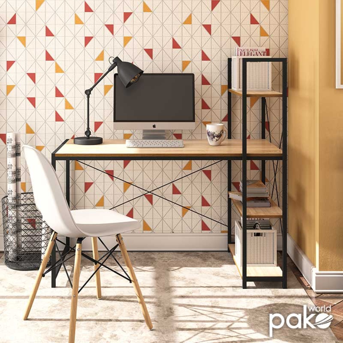 Γραφείο-ραφιέρα Ramon pakoworld φυσικό-μαύρο 122x64x120εκ Γραφείο-ραφιέρα Ramon pakoworld φυσικό-μαύρο 122x64x120εκ