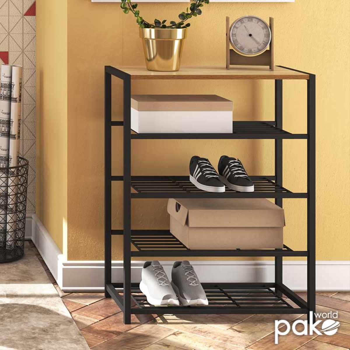 Παπουτσοθήκη Ramon pakoworld 12 ζευγών φυσικό-μαύρο 63x30x83εκ Παπουτσοθήκη Ramon pakoworld 12 ζευγών φυσικό-μαύρο 63x30x83εκ