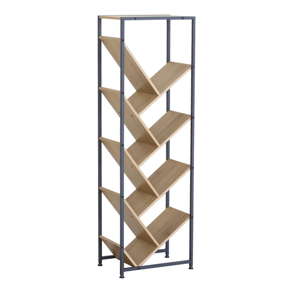 Βιβλιοθήκη Orunta pakoworld oak- μαύρο μέταλλο 40x26.5x125εκ