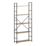 Βιβλιοθήκη Manlo pakoworld oak με μαύρο μέταλλο 58.6x23.5x144εκ