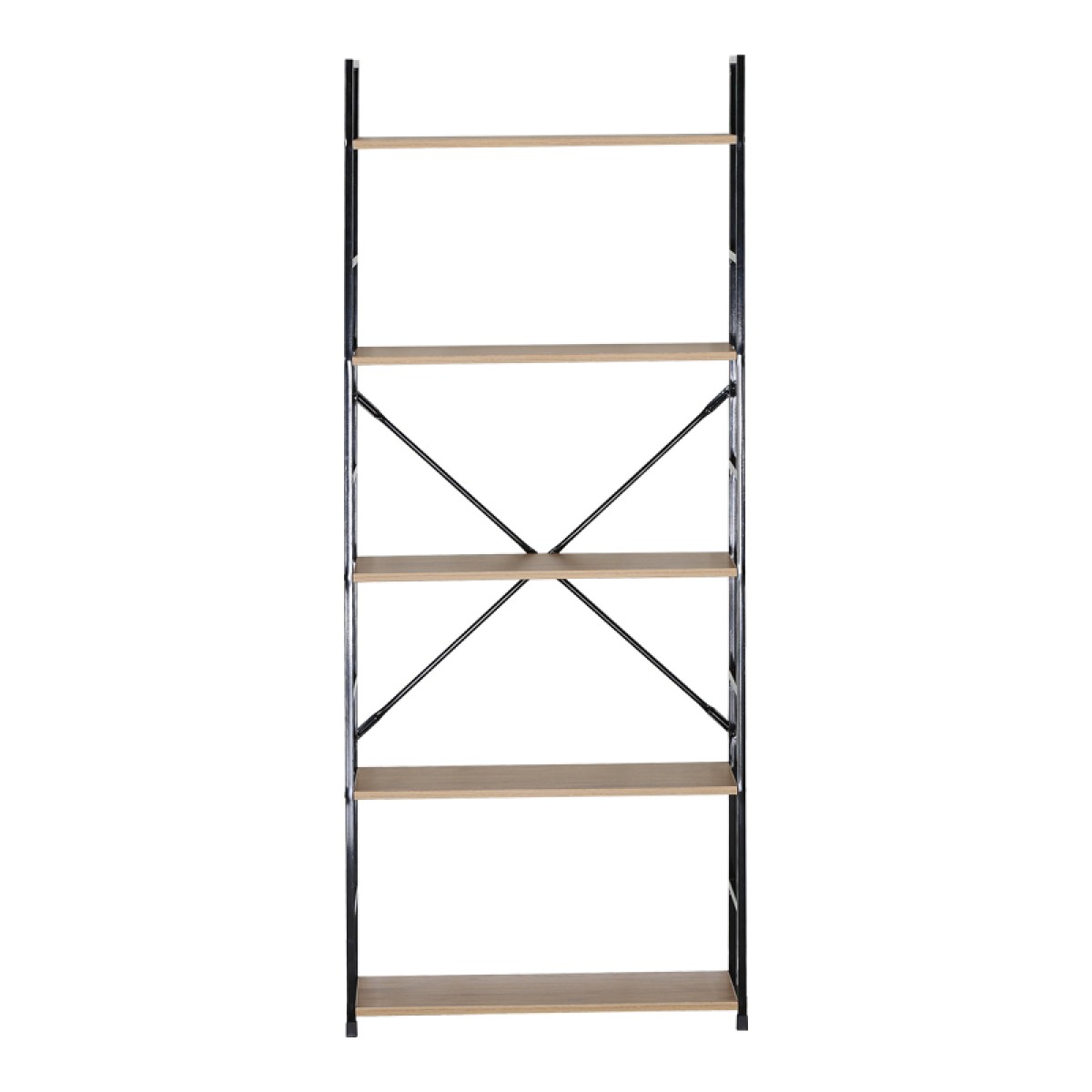 Βιβλιοθήκη Manlo pakoworld oak με μαύρο μέταλλο 58.6x23.5x144εκ