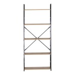 Βιβλιοθήκη Manlo pakoworld oak με μαύρο μέταλλο 58.6x23.5x144εκ