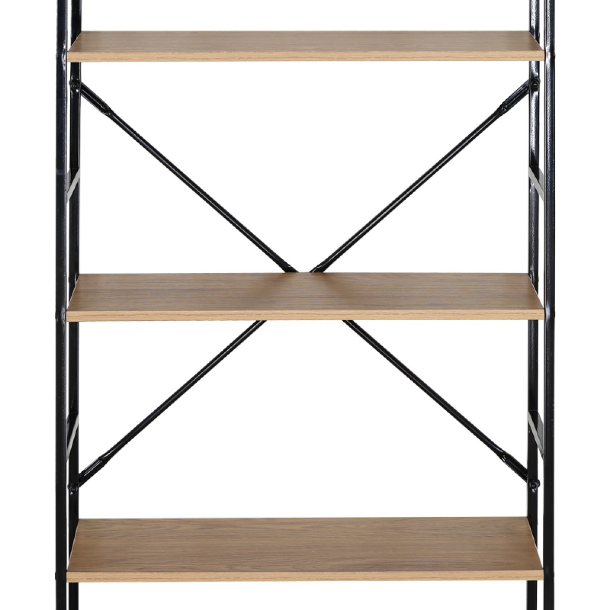Βιβλιοθήκη Manlo pakoworld oak με μαύρο μέταλλο 58.6x23.5x144εκ