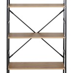 Βιβλιοθήκη Manlo pakoworld oak με μαύρο μέταλλο 58.6x23.5x144εκ