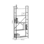Βιβλιοθήκη Manlo pakoworld oak με μαύρο μέταλλο 58.6x23.5x144εκ