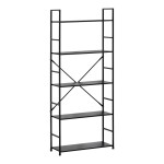 Βιβλιοθήκη Manlo pakoworld μαύρο μέταλλο 58.6x23.5x144εκ