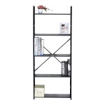 Βιβλιοθήκη Manlo pakoworld μαύρο μέταλλο 58.6x23.5x144εκ