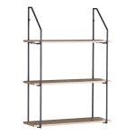 Ραφιέρα τοίχου Fema pakoworld oak με μαύρο μέταλλο 60x20x80εκ
