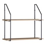 Ραφιέρα τοίχου Fema pakoworld oak με μαύρο μέταλλο 60x20x52εκ