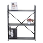 Βιβλιοθήκη-ραφιέρα Manlo pakoworld μαύρο μέταλλο 58.6x23.5x80εκ