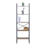 Βιβλιοθήκη Jebia pakoworld oak με μαύρο μέταλλο 56x37x172.2εκ