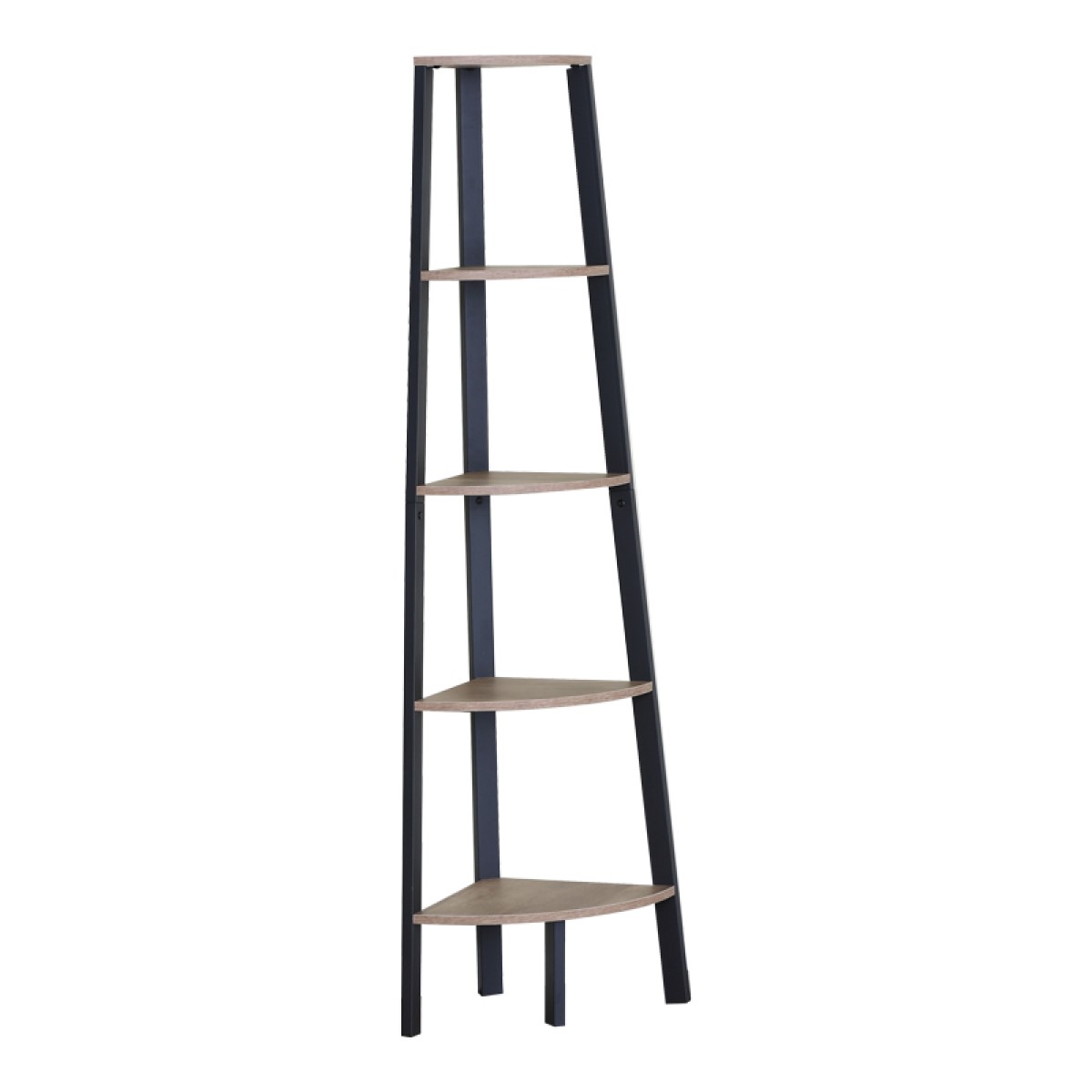 Γωνιακή βιβλιοθήκη Arvia pakoworld oak με μαύρο μέταλλο 53.4x37.8x160.3εκ