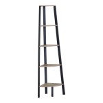 Γωνιακή βιβλιοθήκη Arvia pakoworld oak με μαύρο μέταλλο 53.4x37.8x160.3εκ