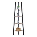 Γωνιακή βιβλιοθήκη Arvia pakoworld oak με μαύρο μέταλλο 53.4x37.8x160.3εκ