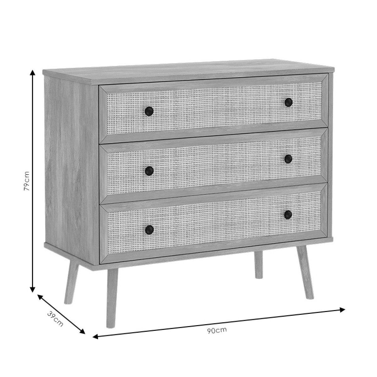 Συρταριέρα Oslo pakoworld 3ων συρταριών sonoma 90x39x79εκ Συρταριέρα Oslo pakoworld 3ων συρταριών sonoma 90x39x79εκ