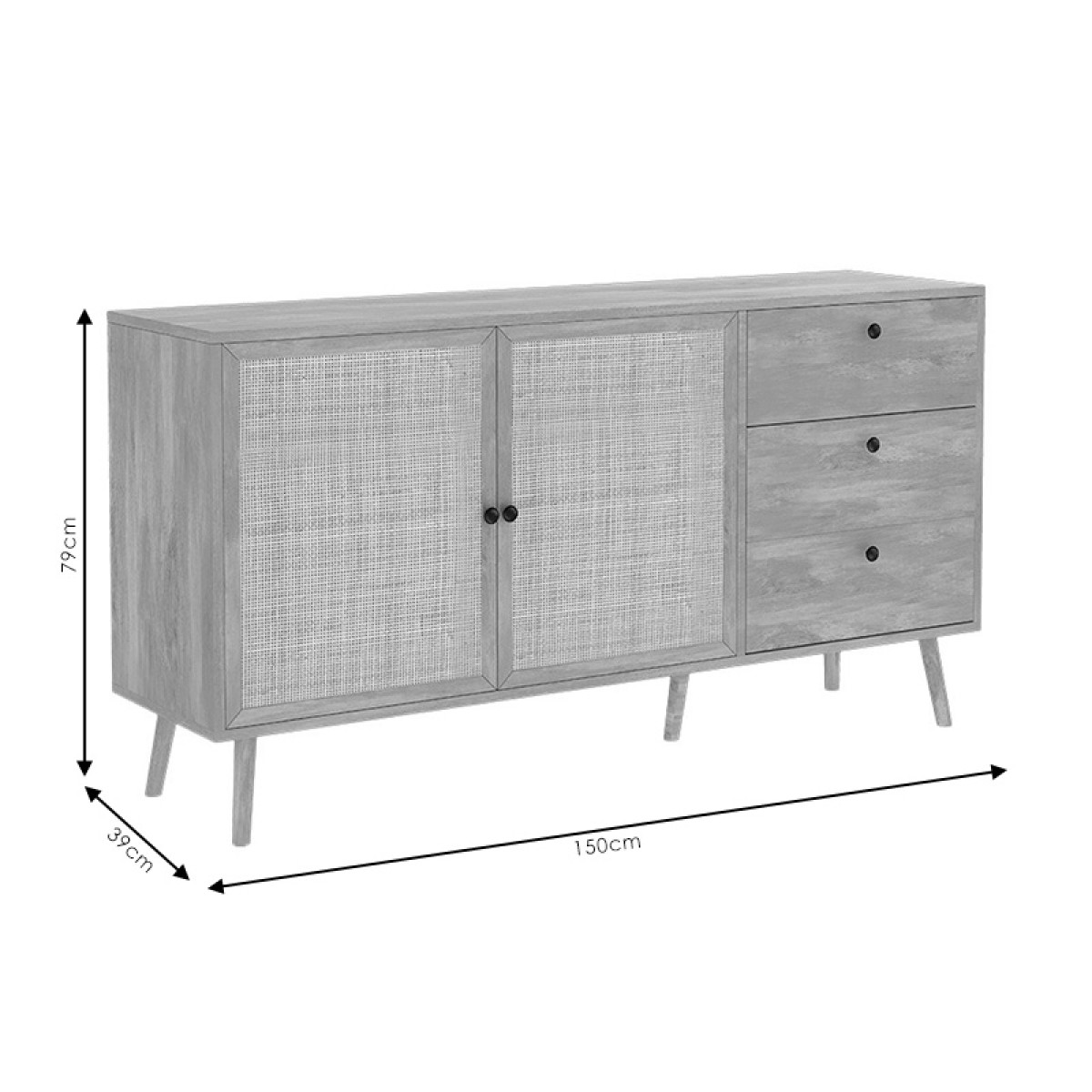 Μπουφές Oslo pakoworld sonoma 150x39x79εκ Μπουφές Oslo pakoworld sonoma 150x39x79εκ