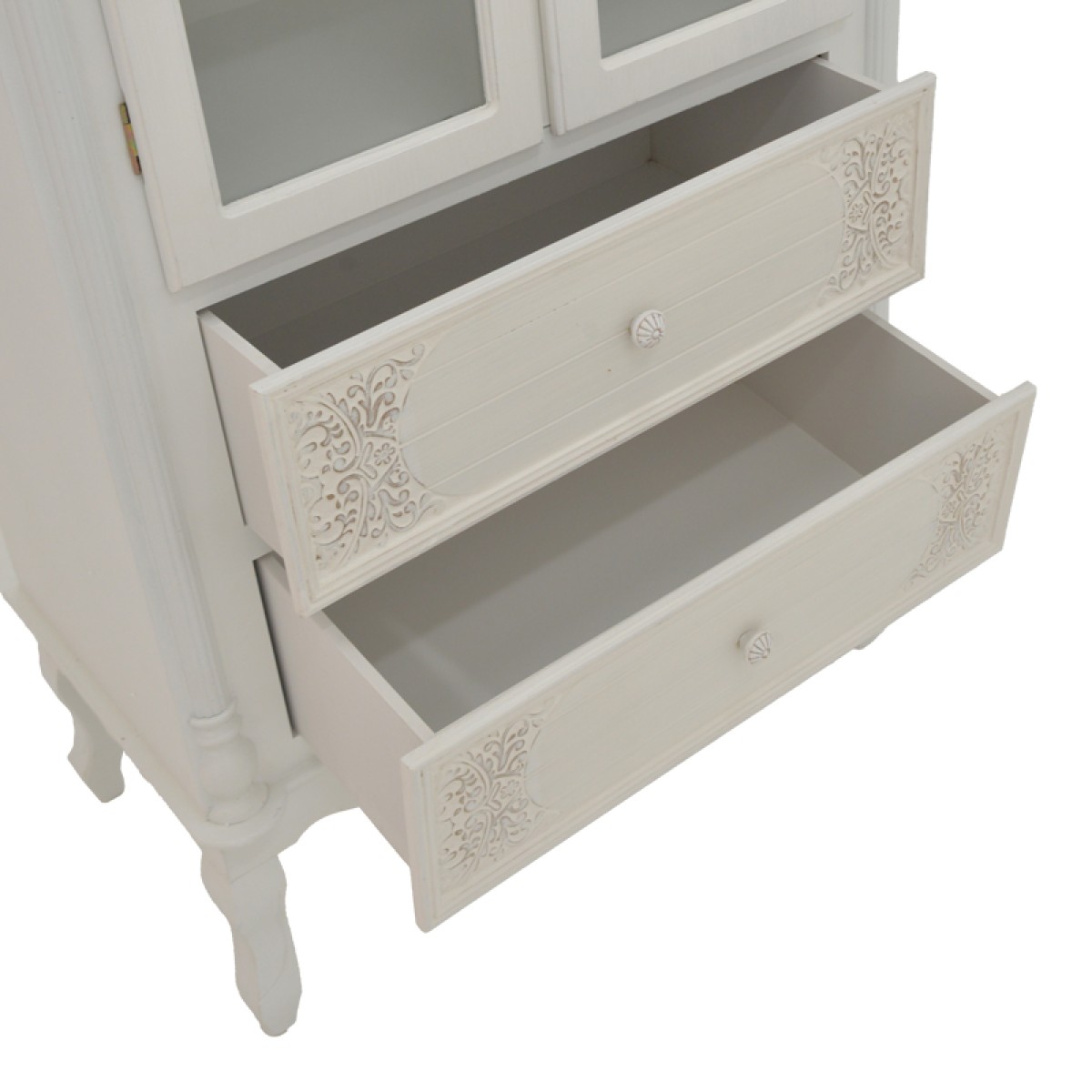 Βιτρίνα Pazlen Inart mdf σε λευκή αντικέ απόχρωση 74.5x39x190εκ Βιτρίνα Pazlen Inart mdf σε λευκή αντικέ απόχρωση 74.5x39x190εκ
