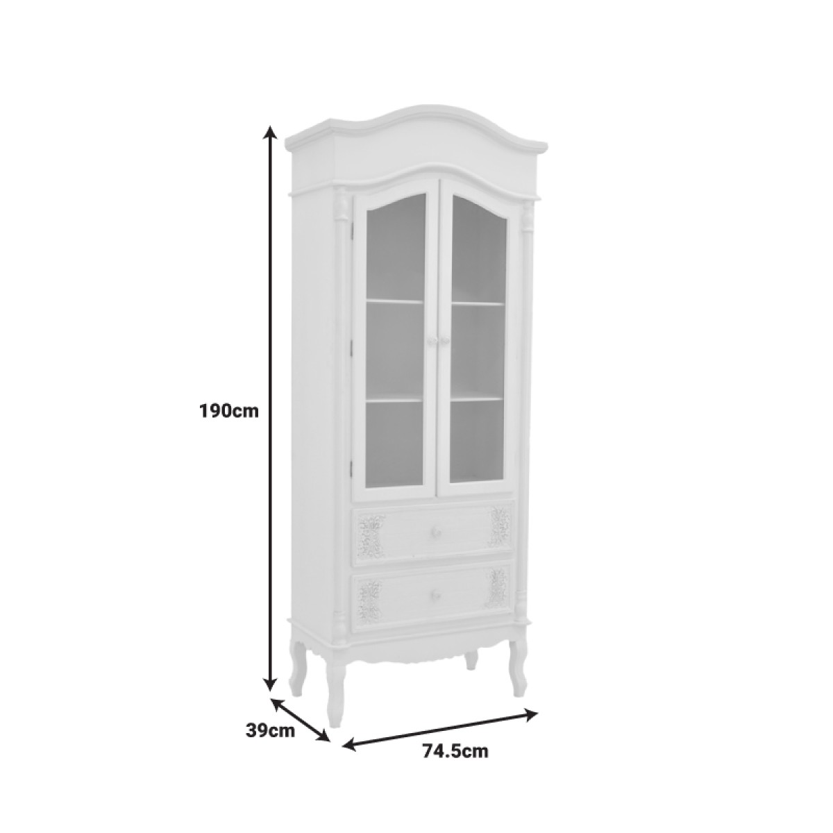Βιτρίνα Pazlen Inart mdf σε λευκή αντικέ απόχρωση 74.5x39x190εκ Βιτρίνα Pazlen Inart mdf σε λευκή αντικέ απόχρωση 74.5x39x190εκ