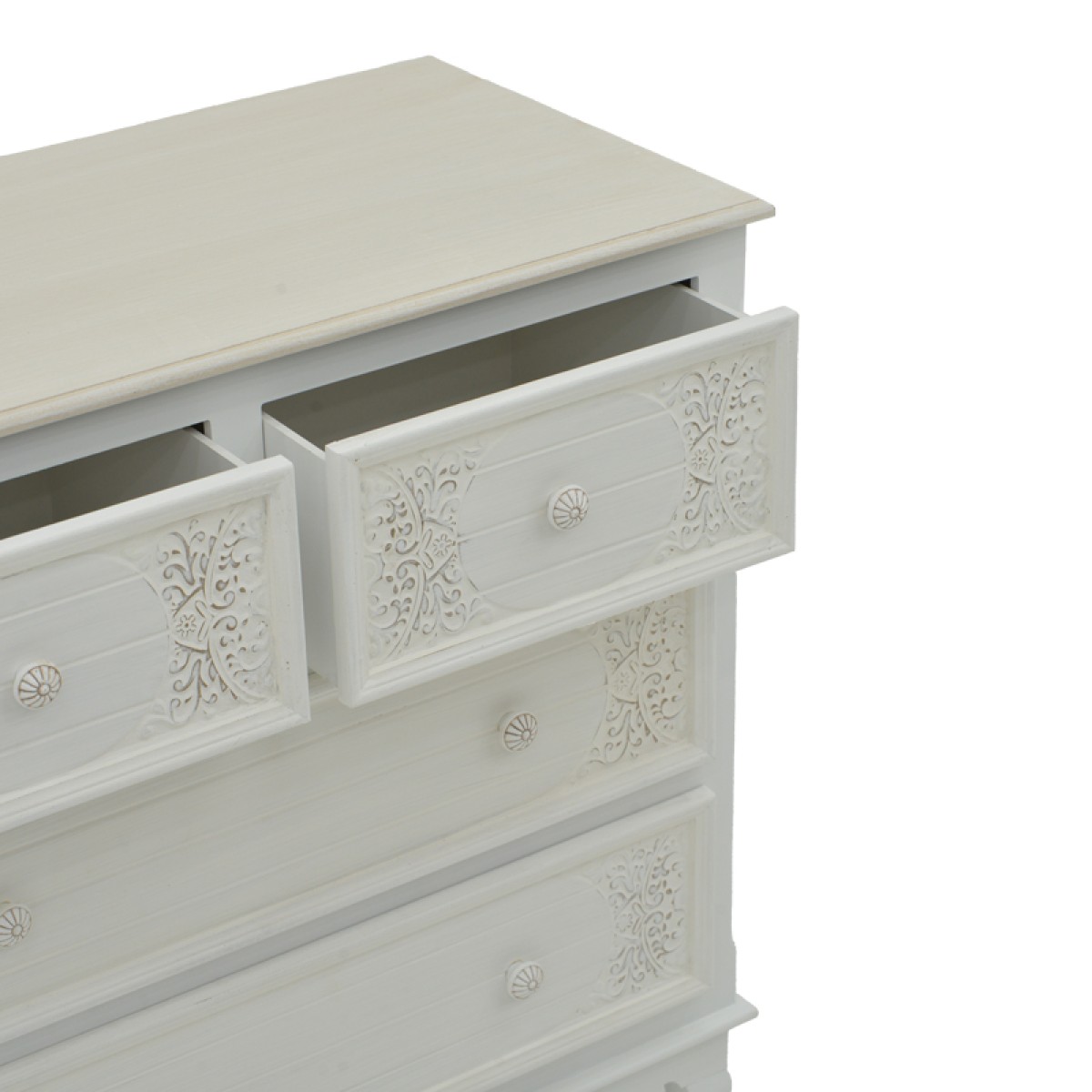 Συρταριέρα Pazlen Inart mdf σε λευκή αντικέ απόχρωση 80x40x80εκ Συρταριέρα Pazlen Inart mdf σε λευκή αντικέ απόχρωση 80x40x80εκ