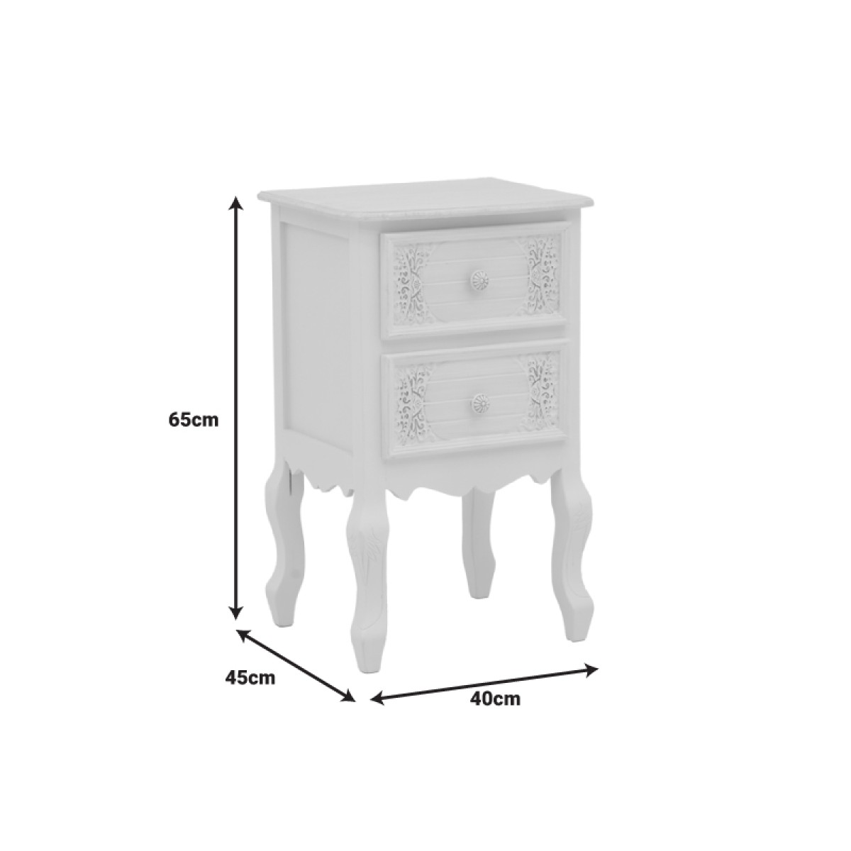 Κομοδίνο Pazlen Inart mdf σε λευκή αντικέ απόχρωση 40x45x65εκ Κομοδίνο Pazlen Inart mdf σε λευκή αντικέ απόχρωση 40x45x65εκ