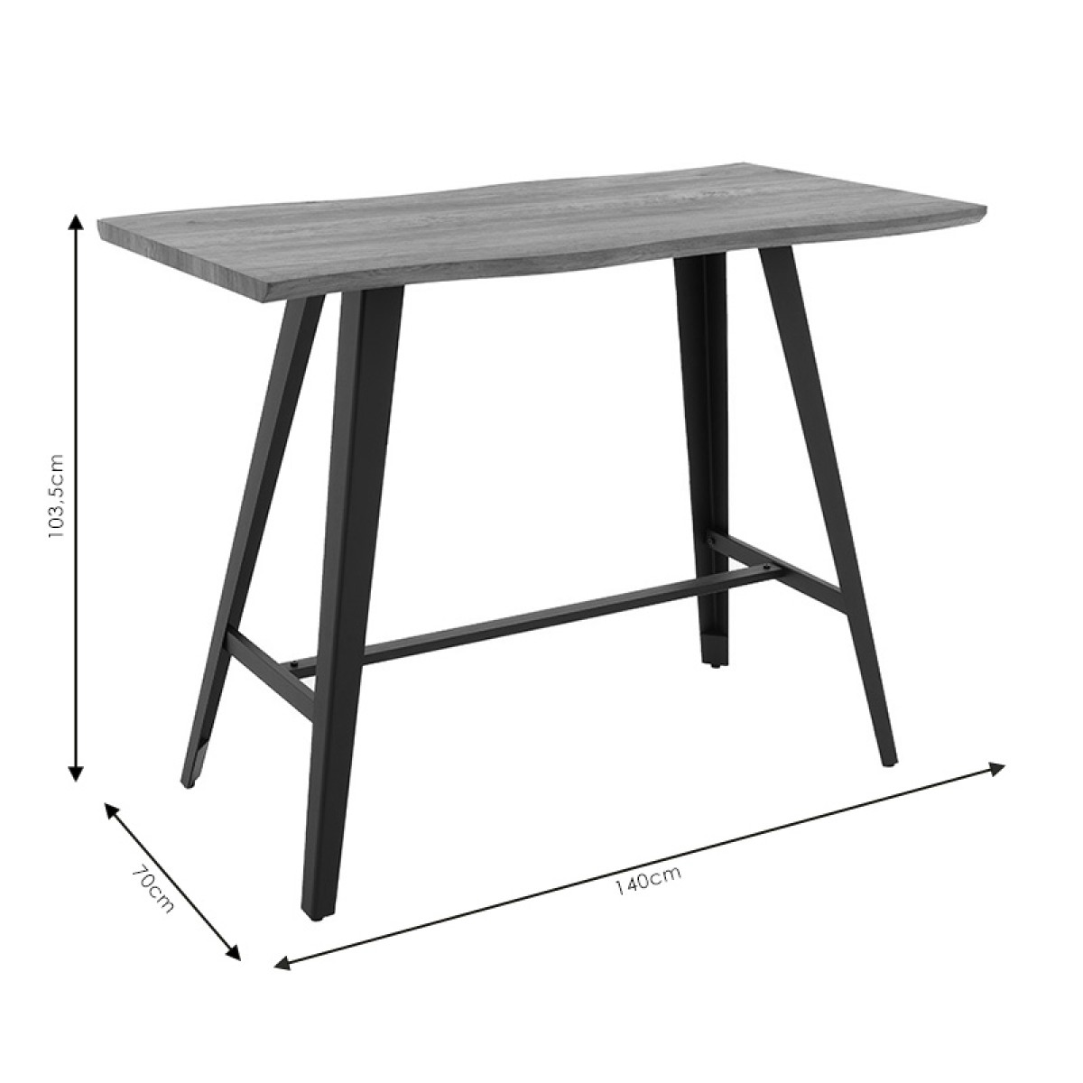 Tραπέζι μπαρ Fortitude pakoworld MDF καρυδί - πόδι μαύρο 140x70x103.5εκ Tραπέζι μπαρ Fortitude pakoworld MDF καρυδί - πόδι μαύρο 140x70x103.5εκ