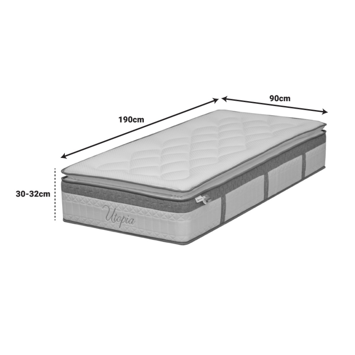 Στρώμα Utopia pakoworld pocket spring με ανώστρωμα 30-32cm 90x190εκ Στρώμα Utopia pakoworld pocket spring με ανώστρωμα 30-32cm 90x190εκ