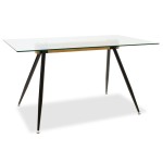 Τραπέζι Astrid pakoworld γυάλινο 10χιλ - πόδι μαύρο 140x80x75εκ Τραπέζι Astrid pakoworld γυάλινο 10χιλ - πόδι μαύρο 140x80x75εκ