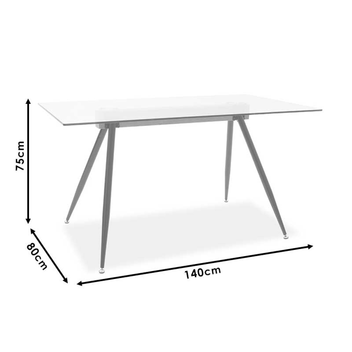 Τραπέζι Astrid pakoworld γυάλινο 10χιλ - πόδι μαύρο 140x80x75εκ Τραπέζι Astrid pakoworld γυάλινο 10χιλ - πόδι μαύρο 140x80x75εκ
