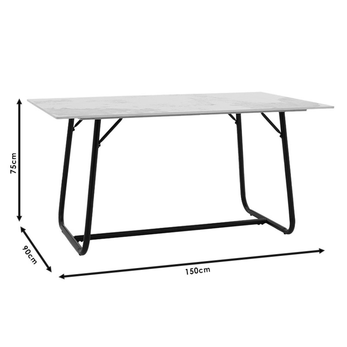Τραπέζι Revello pakoworld sintered stone λευκό μαρμάρου-μαύρο 150x90x75εκ Τραπέζι Revello pakoworld sintered stone λευκό μαρμάρου-μαύρο 150x90x75εκ
