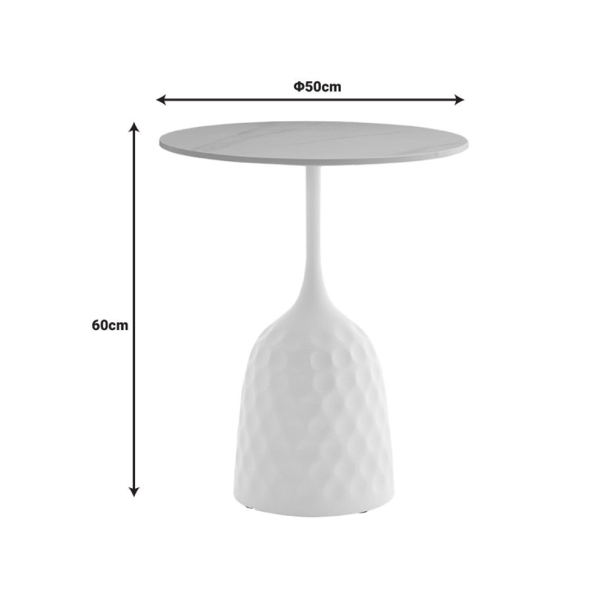 Βοηθητικό τραπέζι Kousien Inart λευκό sintered stone Φ50x60εκ Βοηθητικό τραπέζι Kousien Inart λευκό sintered stone Φ50x60εκ