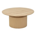 Τραπέζι σαλονιού Opols pakoworld mdf σε  φυσική απόχρωση Φ90x42εκ