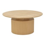 Τραπέζι σαλονιού Opols pakoworld mdf σε  φυσική απόχρωση Φ90x42εκ
