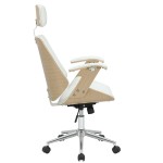 Καρέκλα γραφείου διευθυντή Fern pakoworld PU λευκό-plywood φυσικό Καρέκλα γραφείου διευθυντή Fern pakoworld PU λευκό-plywood φυσικό