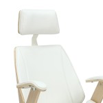Καρέκλα γραφείου διευθυντή Fern pakoworld PU λευκό-plywood φυσικό Καρέκλα γραφείου διευθυντή Fern pakoworld PU λευκό-plywood φυσικό