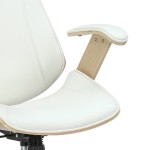Καρέκλα γραφείου διευθυντή Fern pakoworld PU λευκό-plywood φυσικό Καρέκλα γραφείου διευθυντή Fern pakoworld PU λευκό-plywood φυσικό