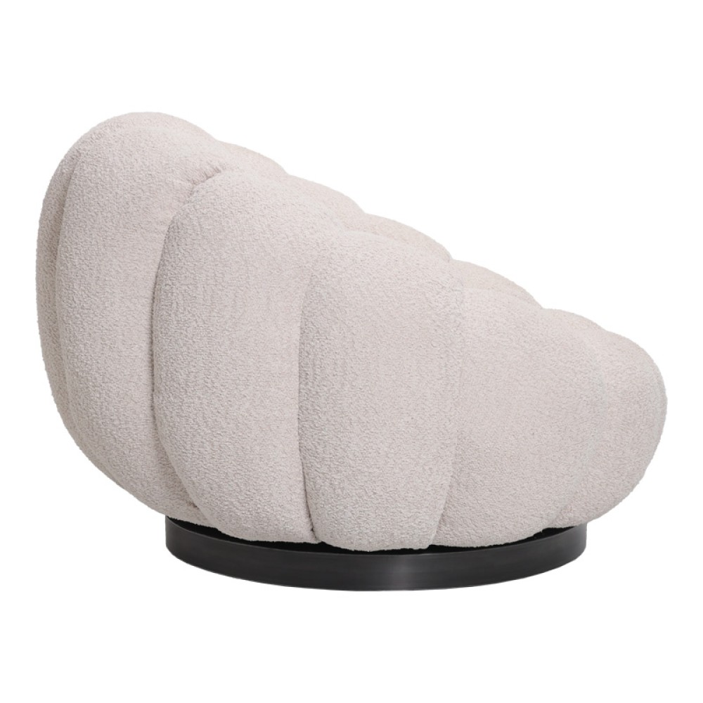 Πολυθρόνα περιστρεφόμενη Nester pakoworld μπουκλέ ύφασμα σε μπεζ απόχρωση 98x97x69εκ